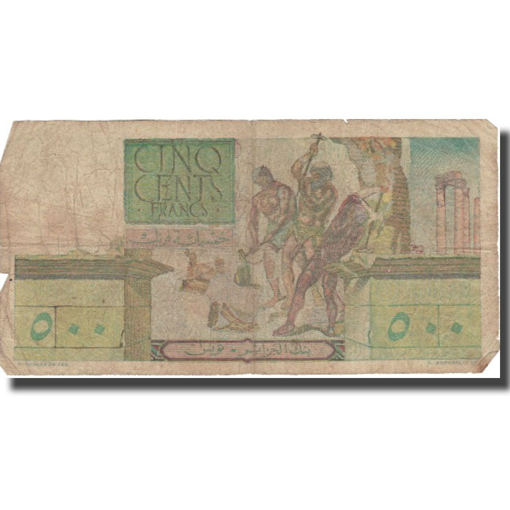 Banconote, Tunisia, 500 Francs, 1947, 1947-05-05, KM:25, B+