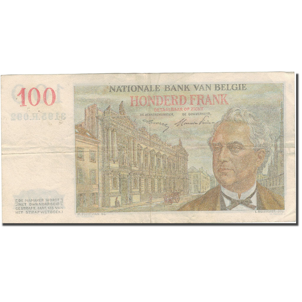 Banknote, Belgium, 100 Francs, 1953, 1953-04-23, KM:129b, VF(30-35)