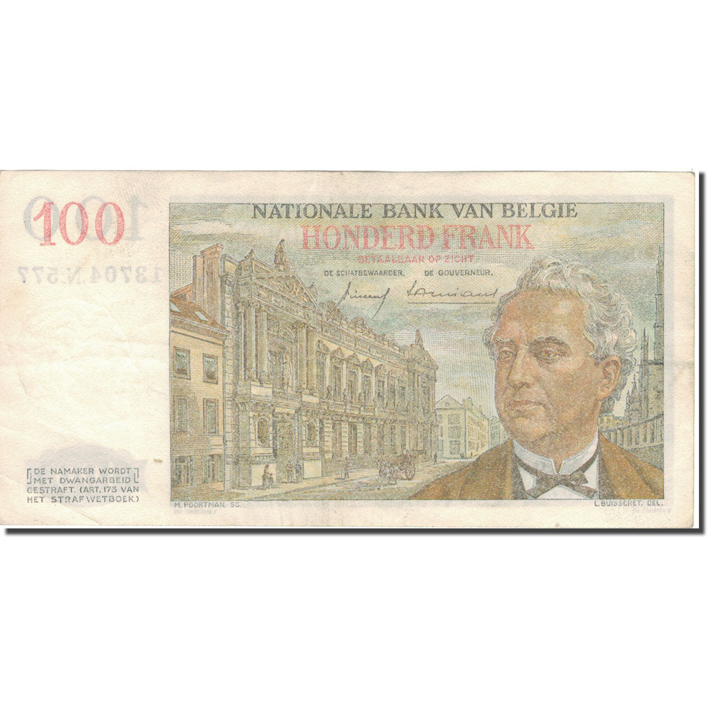Banknote, Belgium, 100 Francs, 1959, 1959-02-12, KM:129c, VF(30-35)