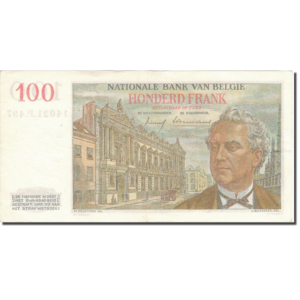 Billet, Belgique, 100 Francs, 1959, 1959-03-12, KM:129c, TTB