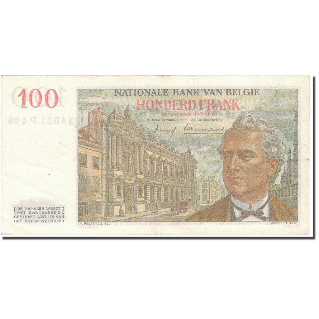 Banknote, Belgium, 100 Francs, 1959, 1959-03-12, KM:129c, EF(40-45)