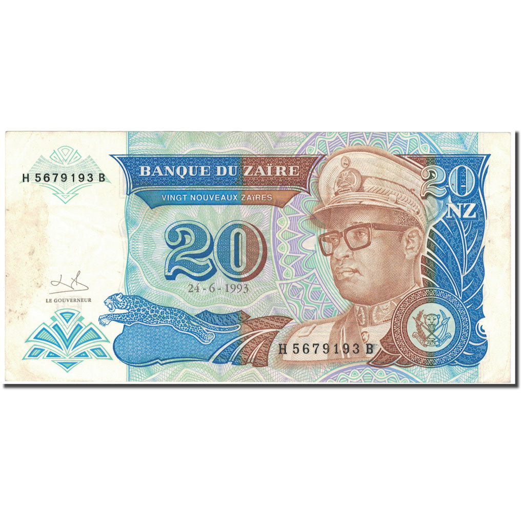 Geldschein, Zaire, 20 Nouveaux Zaïres, 1993-06-24, KM:56, S+