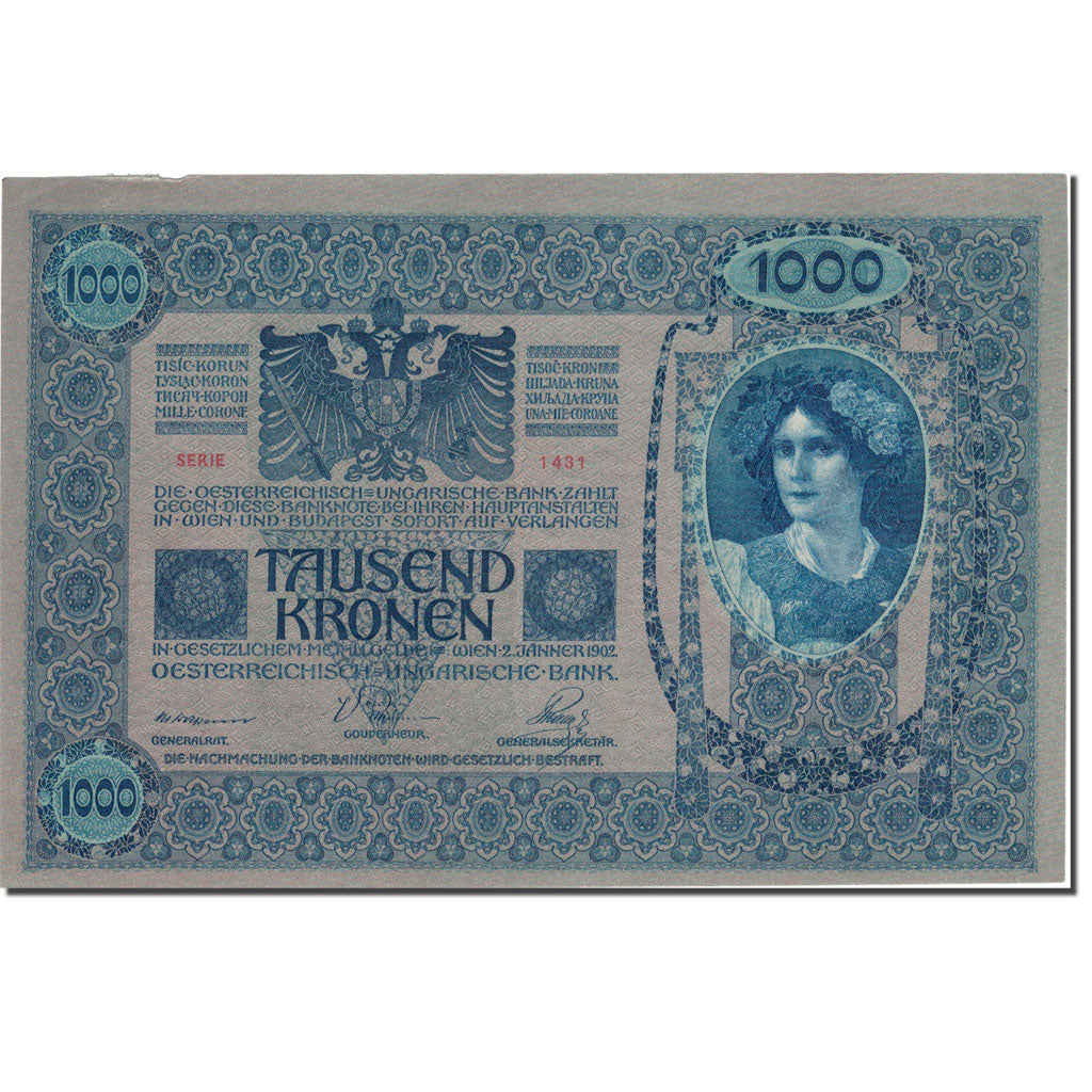 Billet, Autriche, 1000 Kronen, 1902, 1902-01-02, KM:59, TTB+