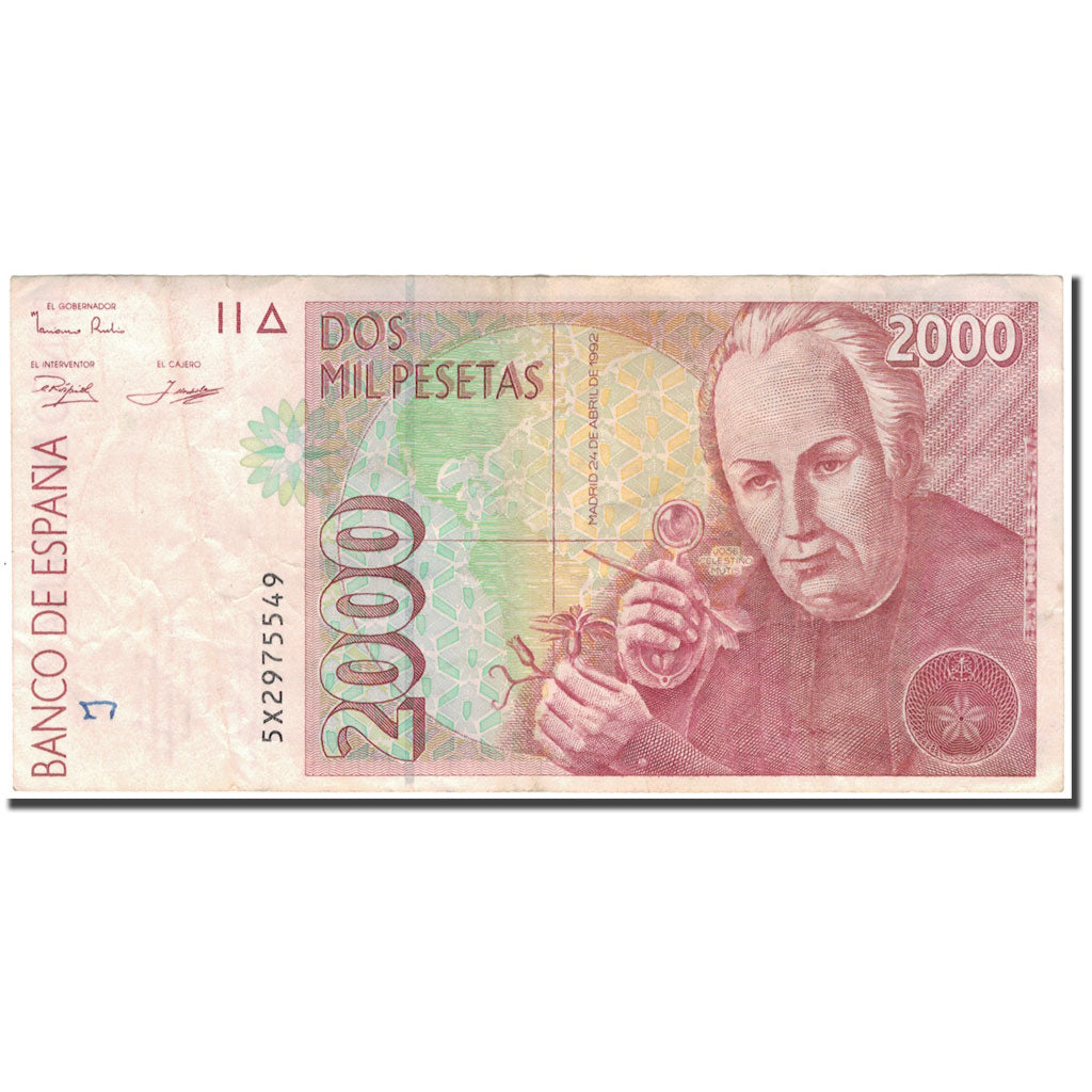 Billete, 2000 Pesetas, 1992, España, 1992-04-24, KM:164, BC+