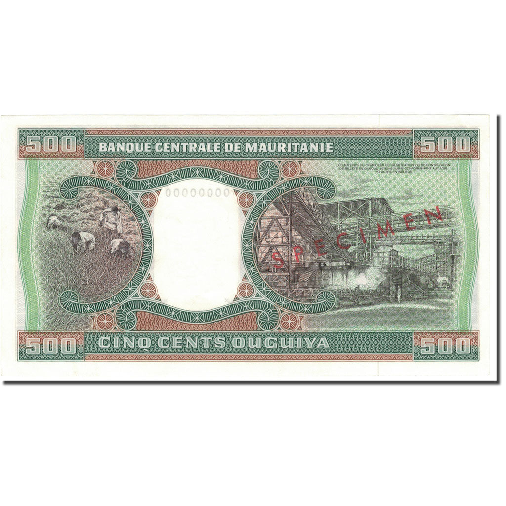 Billet, Mauritanie, 500 Ouguiya, 1979, 1979-11-28, Specimen, KM:6s, NEUF