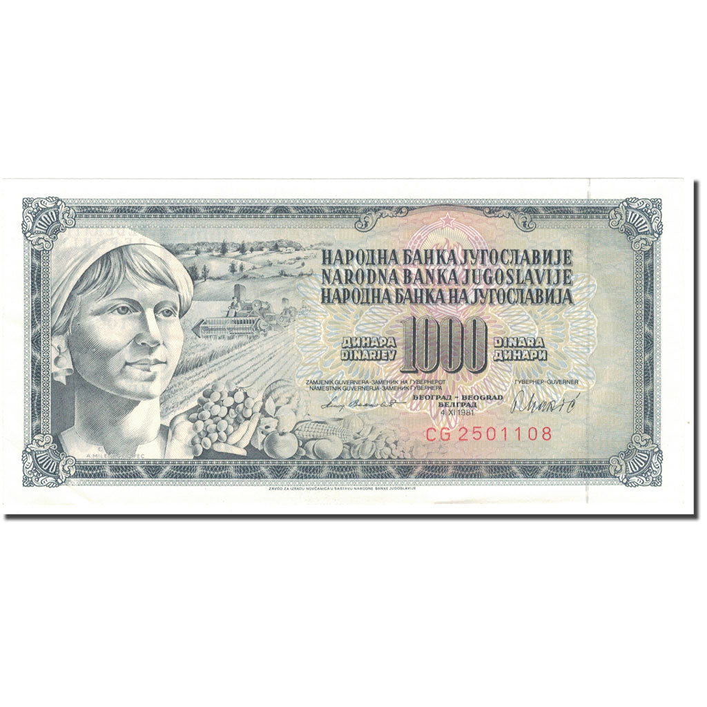 Geldschein, Jugoslawien, 1000 Dinara, 1981, 1981-11-04, KM:92a, UNZ-
