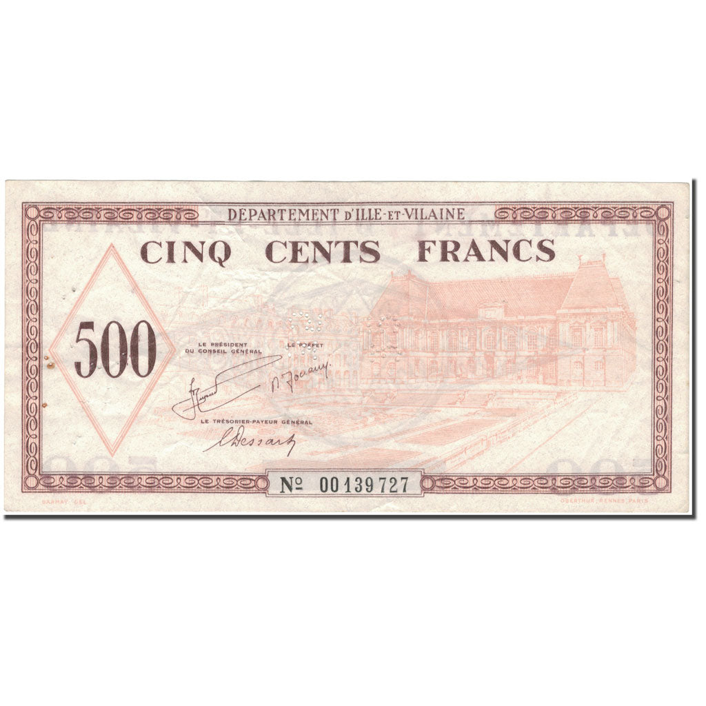 France, Rennes et Saint-Malo, 500 Francs, AU(50-53)