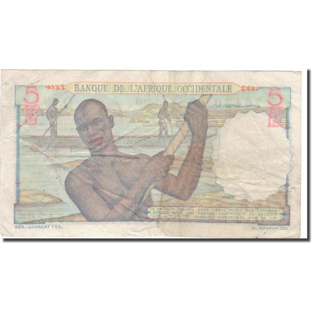 Banknote, French West Africa, 5 Francs, 1948, 1948-03-09, KM:36, EF(40-45)