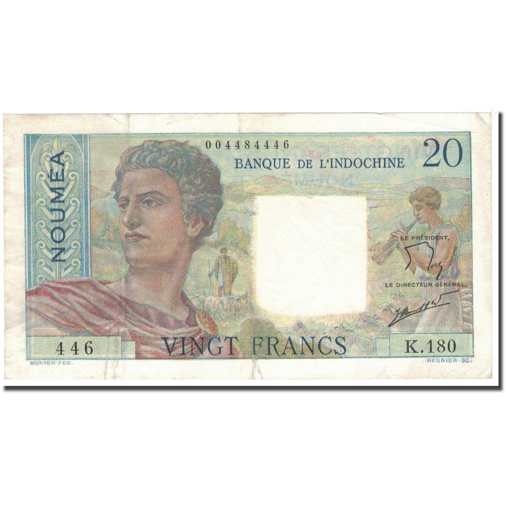 Banknote, New Caledonia, 20 Francs, 1951-1963, KM:50b, EF(40-45)