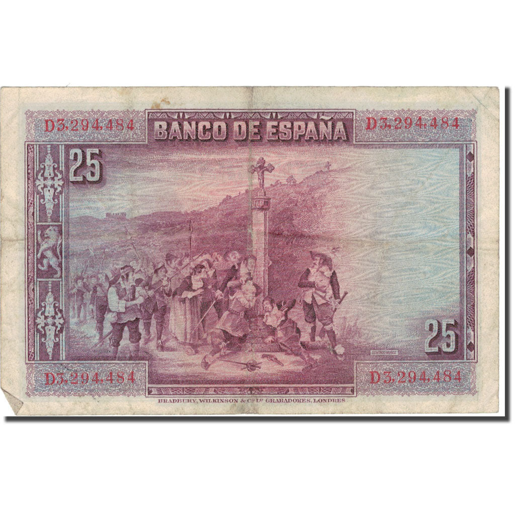 Banknot, Hiszpania, 25 Pesetas, 1928, 1928-08-15, KM:74b, VF(30-35)