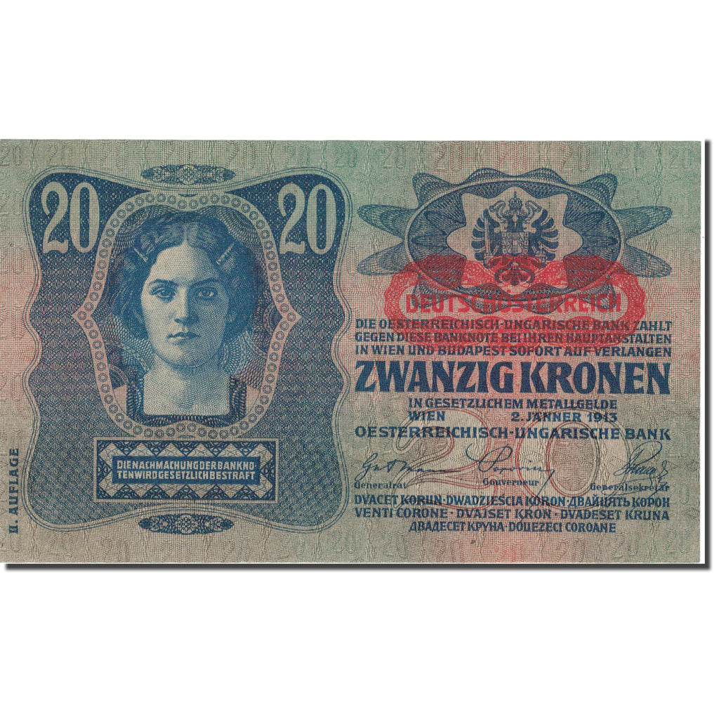 Banknote, Hungary, 20 Korona, 1913, 1913-01-02, KM:20, EF(40-45)