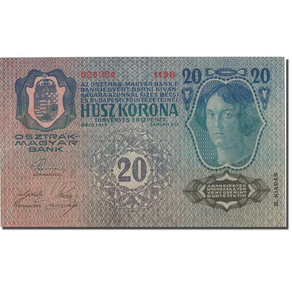 Banknote, Hungary, 20 Korona, 1913, 1913-01-02, KM:20, EF(40-45)