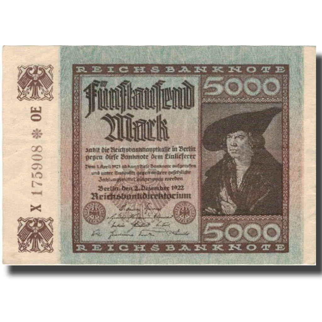 Banknote, Germany, 5000 Mark, 1922, 1922-12-02, KM:81a, AU(50-53)