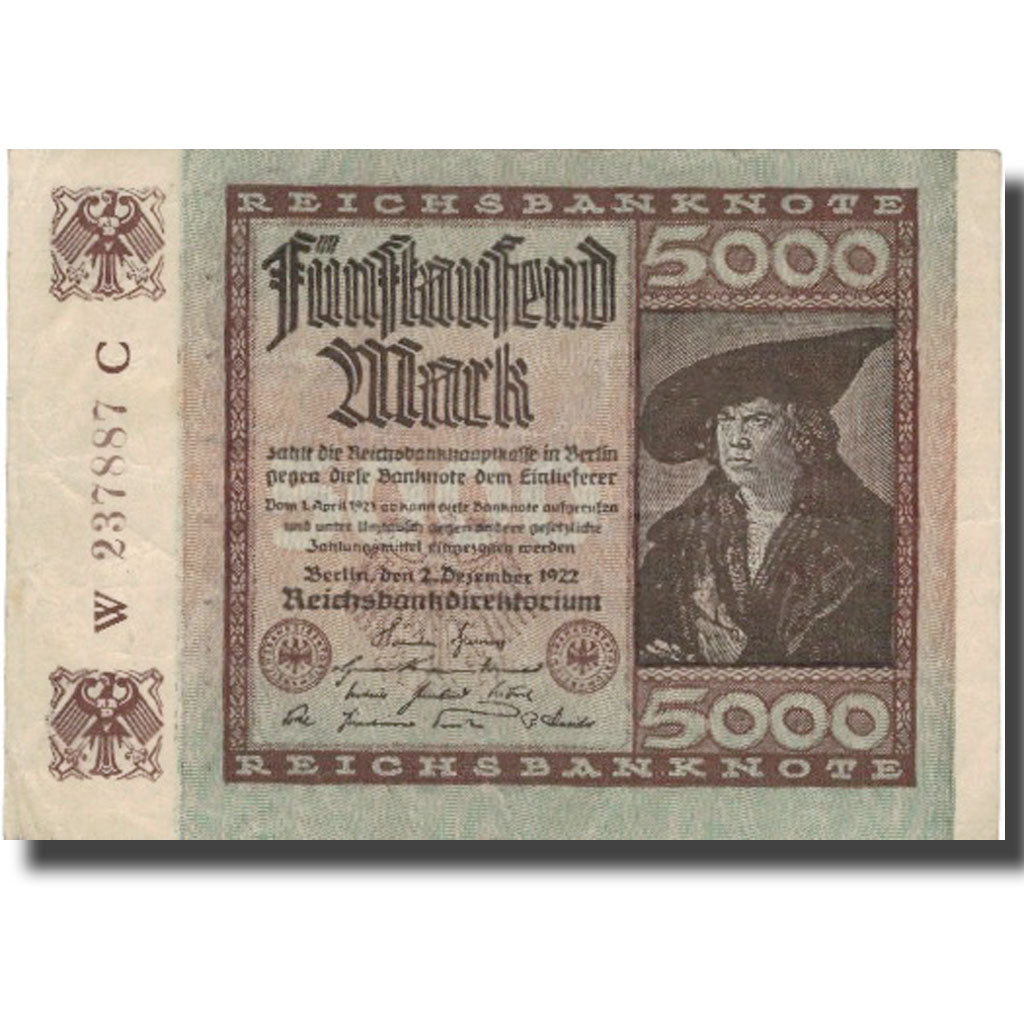 Banknote, Germany, 5000 Mark, 1922, 1922-12-02, KM:81a, VF(30-35)
