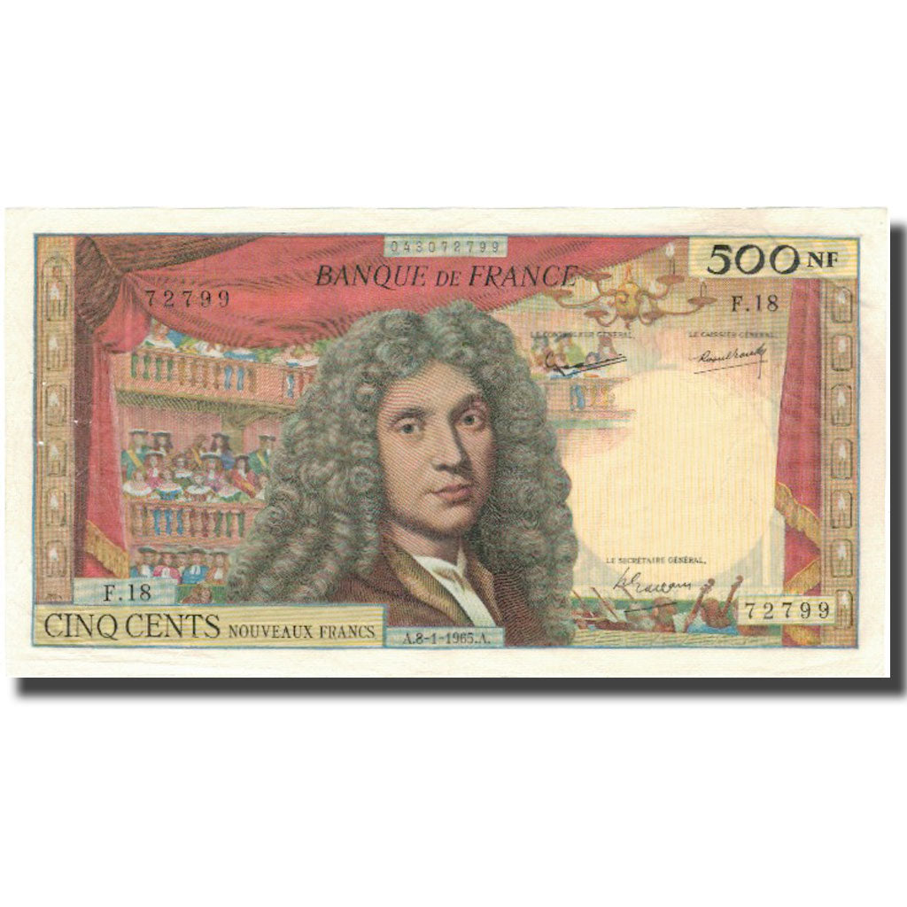 France, 500 Nouveaux Francs, Molière, 1965, 1965-01-08, SUP, Fayette:60.8