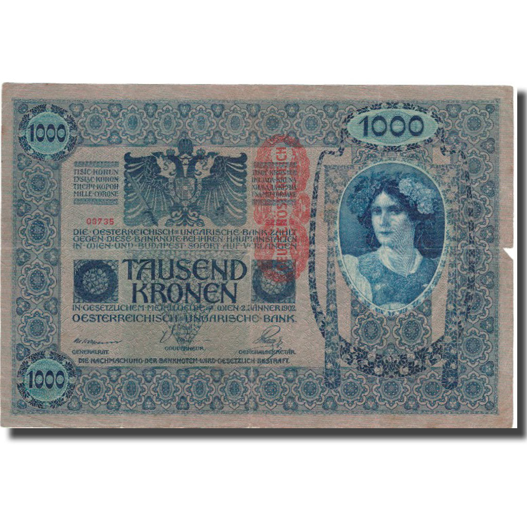 Banconote, Austria, 1000 Kronen, 1902, 1902-01-02, KM:59, BB