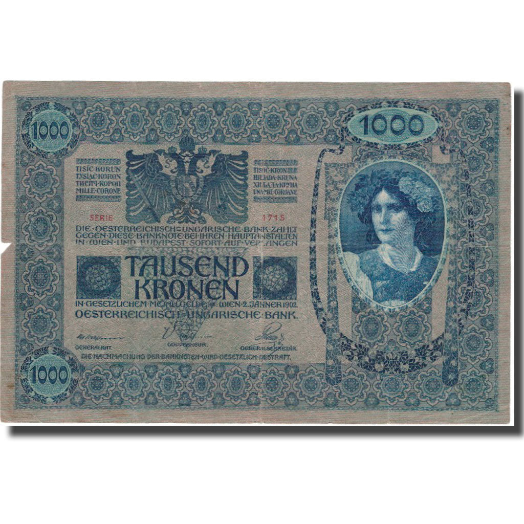 Banconote, Austria, 1000 Kronen, 1902, 1902-01-02, KM:59, BB