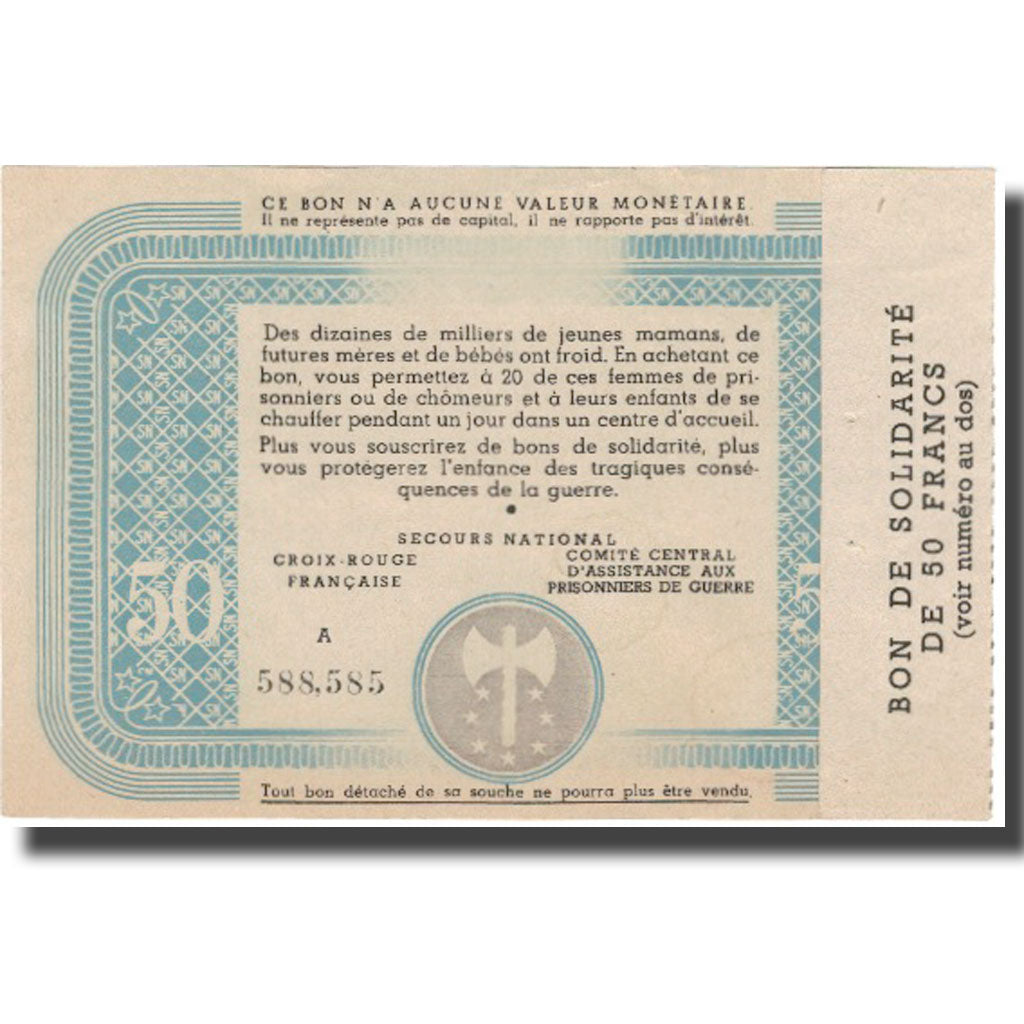 France, Bon de Solidarité, 50 Francs, Bon de solidarité, AU(55-58)