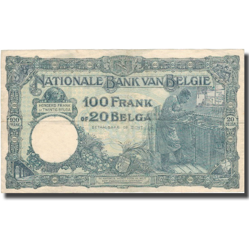 Billet, Belgique, 100 Francs-20 Belgas, 1929, 1929-04-15, KM:102, TTB