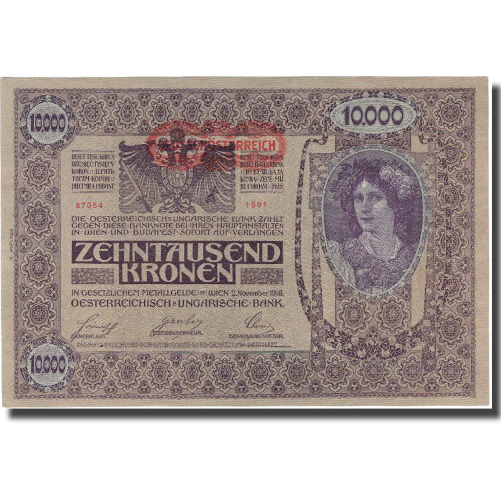 Banknote, Austria, 10,000 Kronen, 1918, 1918-11-02, KM:62a, EF(40-45)