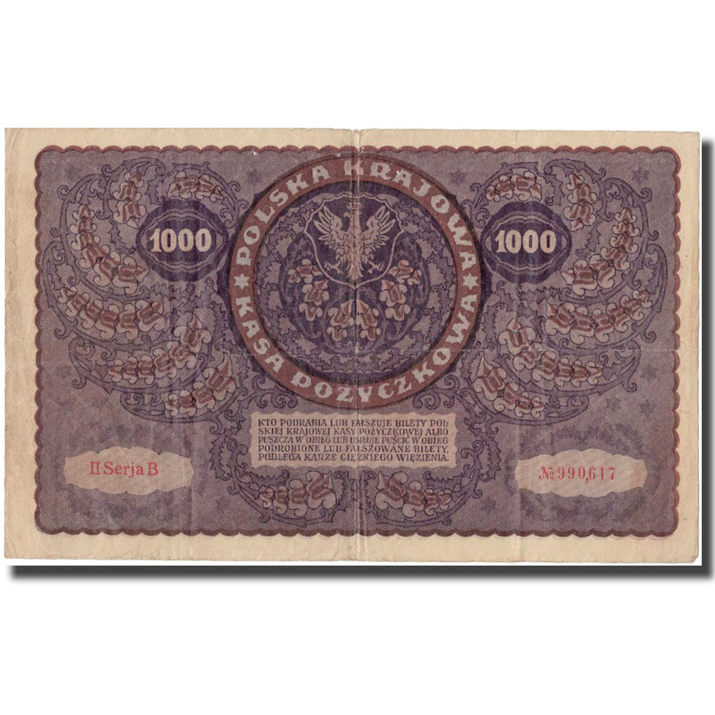Banconote, Polonia, 1000 Marek, 1919, 1919-08-23, KM:29, BB