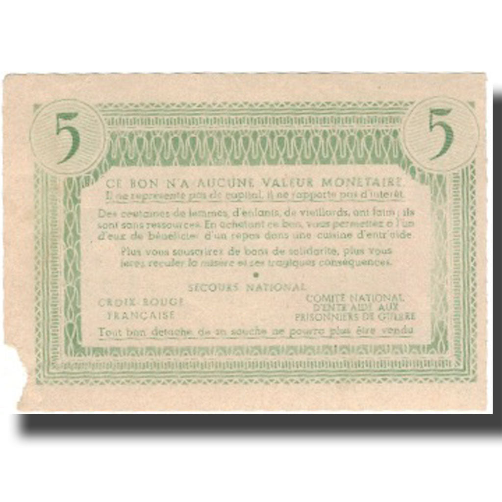 Frankreich, Bon de Solidarité, 5 Francs, 1940, SS+