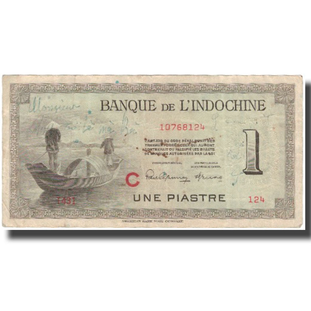 Banconote, INDOCINA FRANCESE, 1 Piastre, KM:76b, BB