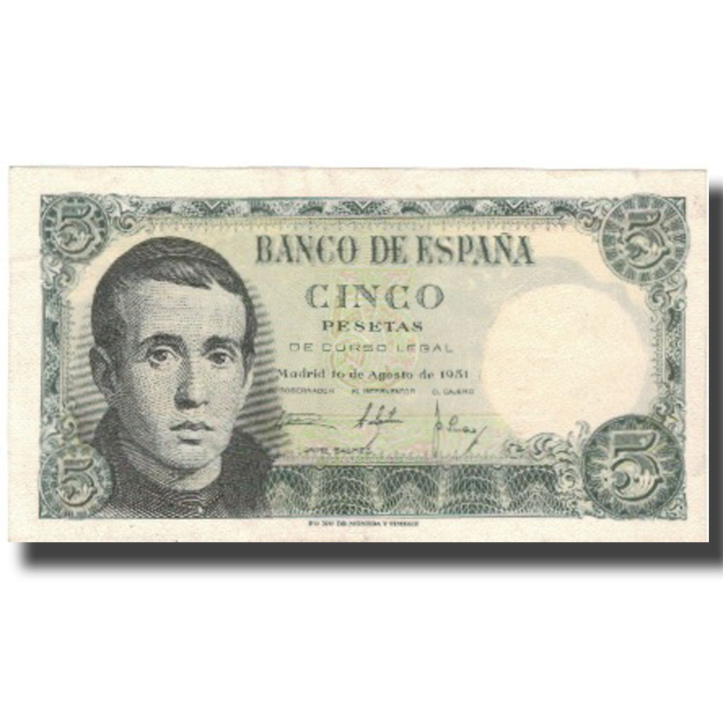 Banknote, Spain, 5 Pesetas, 1951, 1951-08-16, KM:140a, UNC(60-62)