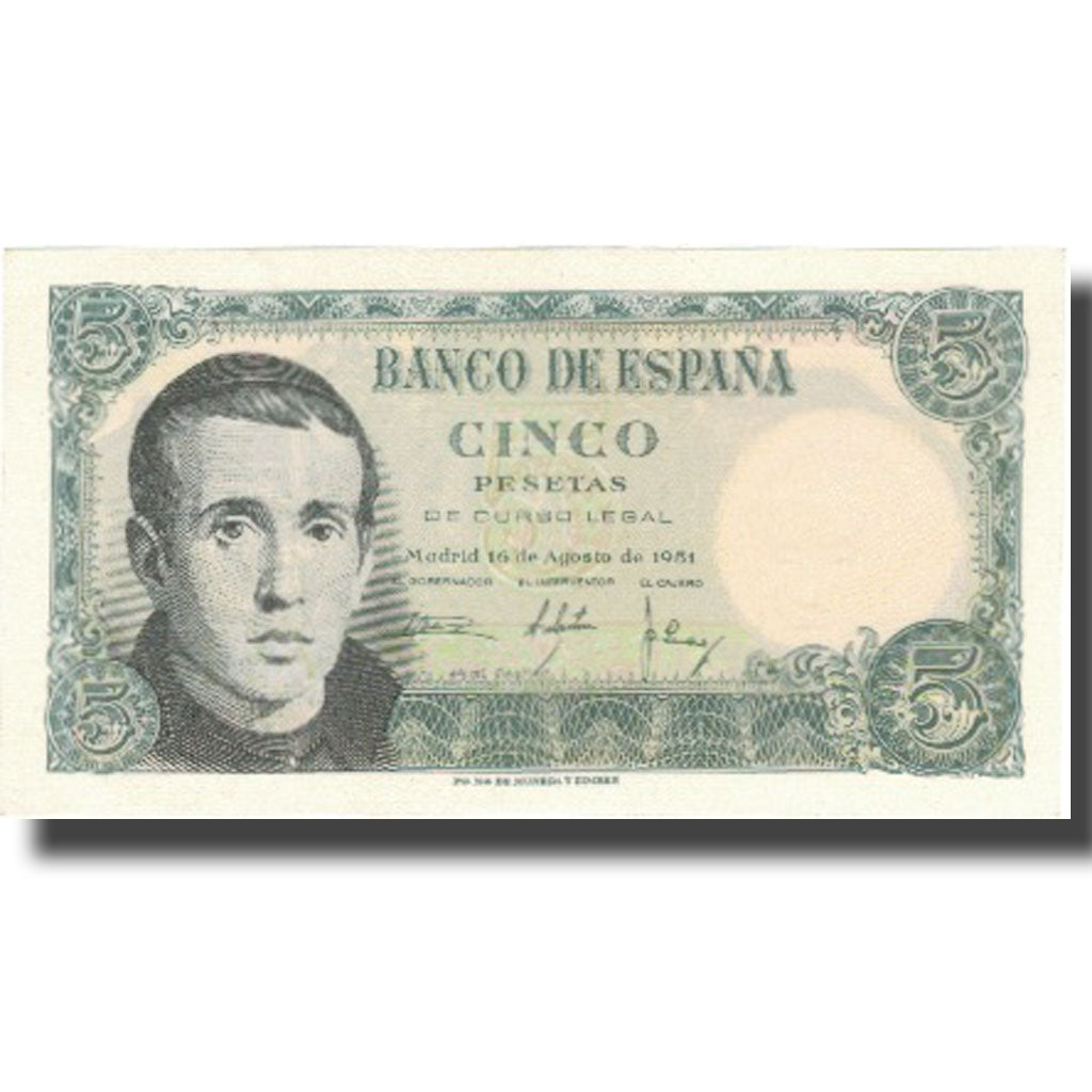 Banknote, Spain, 5 Pesetas, 1951, 1951-08-16, KM:140a, UNC(64)