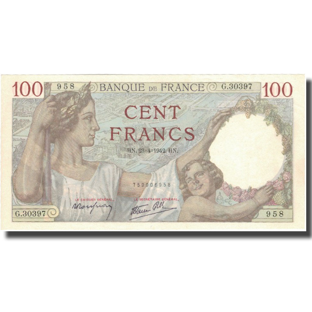 Francja, 100 Francs, Sully, 1942, 1942-04-23, AU(55-58), Fayette:26.70, KM:94