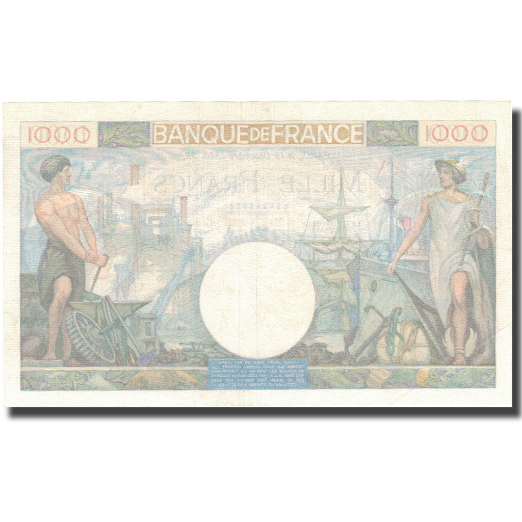 França, 1000 Francs, Commerce et Industrie, 1940, 1940-12-19, EF(40-45)
