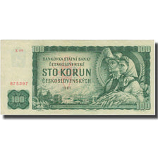 Biljet, Tsjecho-Slowakije, 100 Korun, 1961, KM:91b, TTB