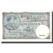 Geldschein, Belgien, 5 Francs, 1938, 1938-04-19, KM:108a, VZ+