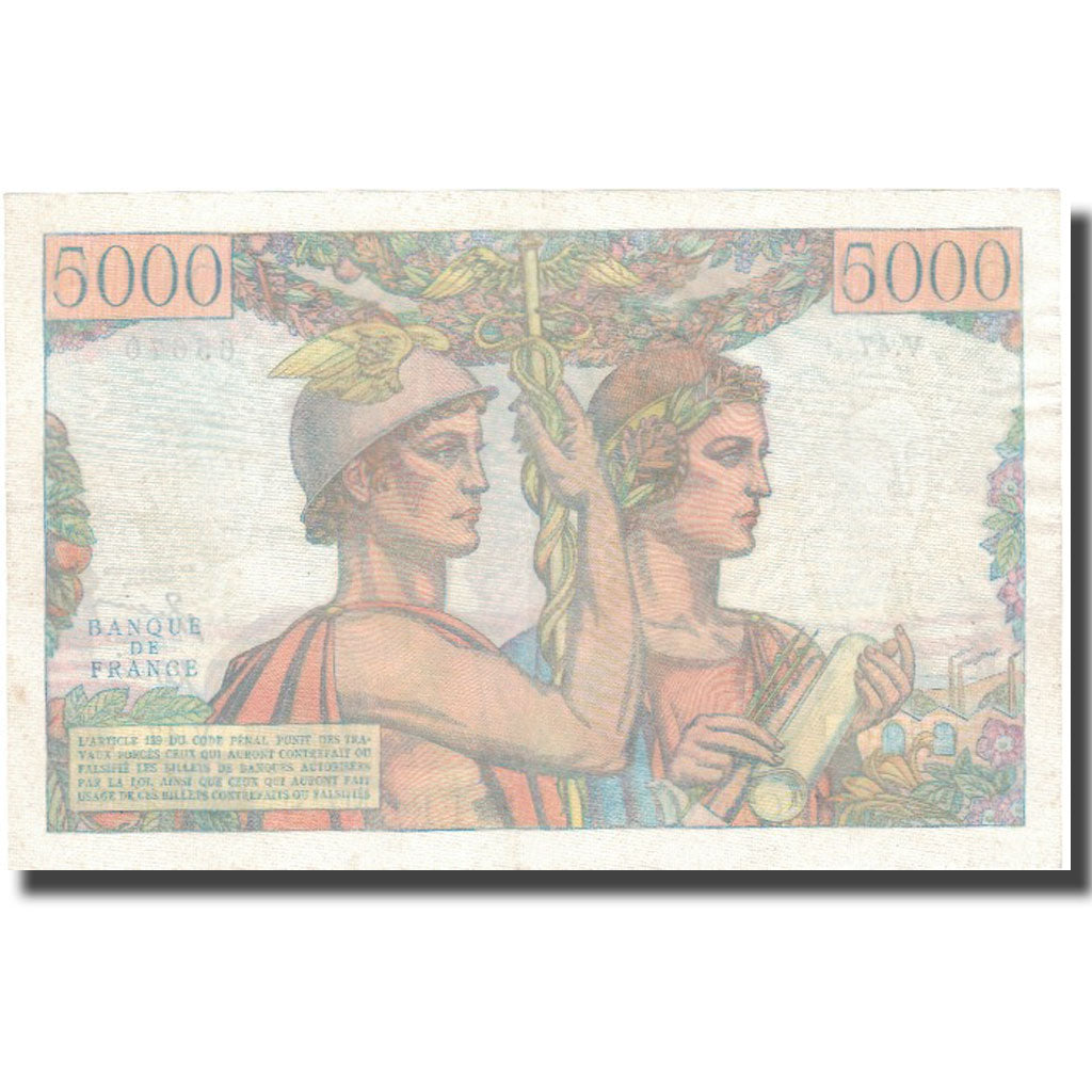 França, 5000 Francs, Terre et Mer, 1951, 1951-02-01, AU(55-58), Fayette:48.4