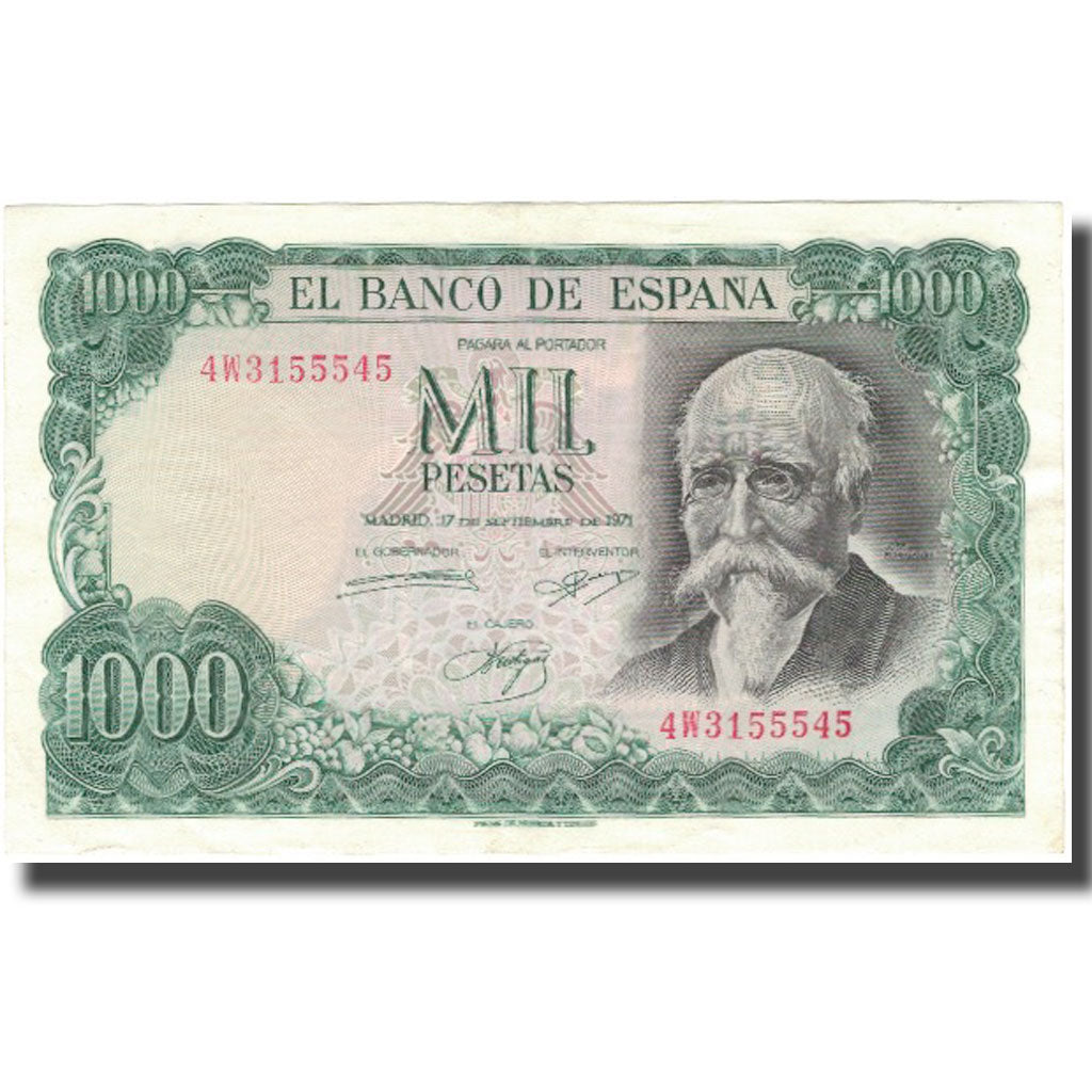Nota, Espanha, 1000 Pesetas, 1971, 1971-09-17, KM:154, AU(55-58)