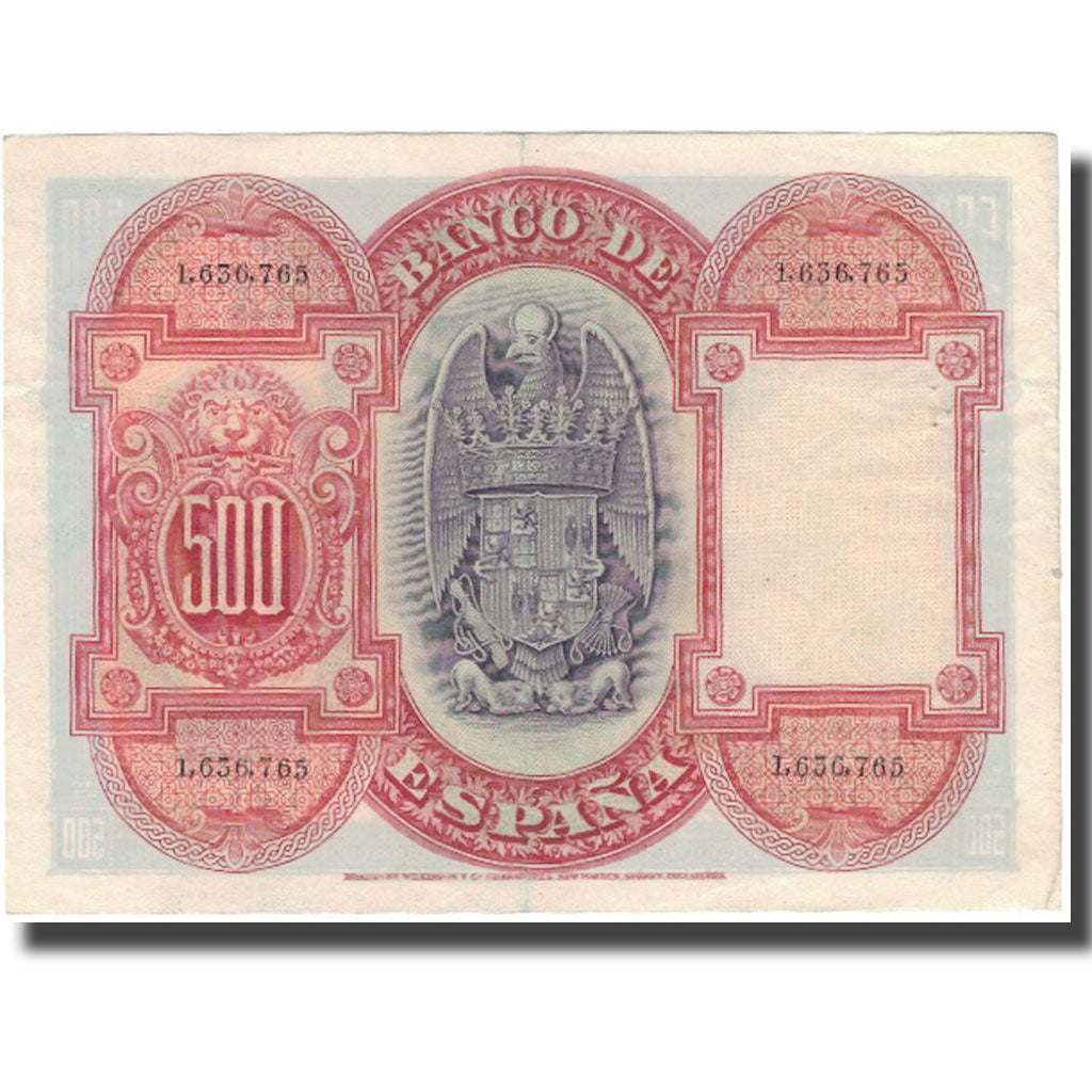 Billet, Espagne, 500 Pesetas, 1927, 1927-07-24, KM:73c, TB+