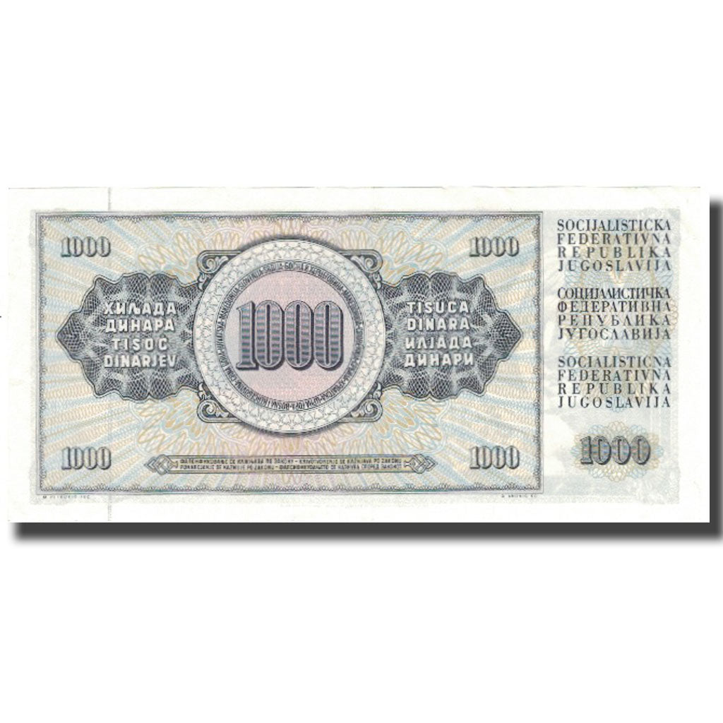 Billet, Yougoslavie, 1000 Dinara, 1981, 1981-11-04, KM:92a, TTB+