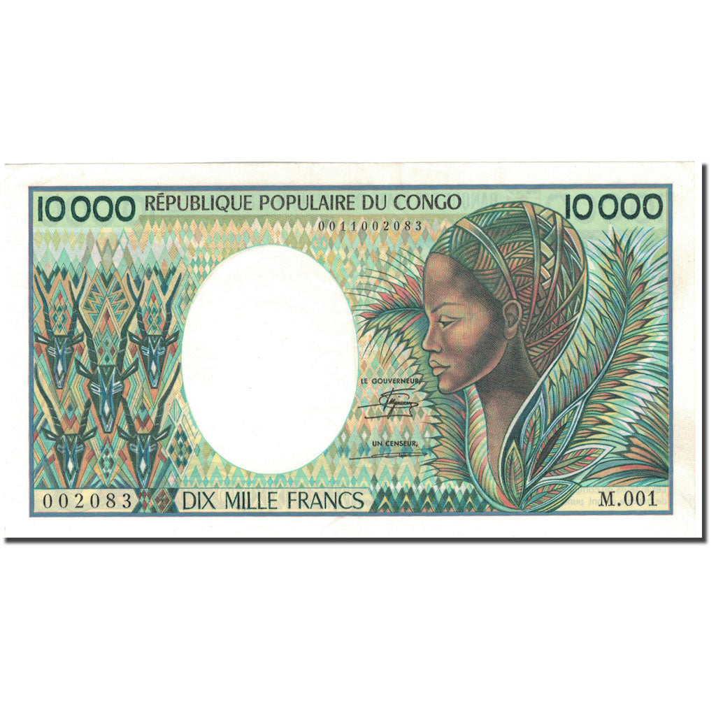Geldschein, Congo Republic, 10,000 Francs, 1992, KM:13, UNZ-