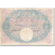 France, 50 Francs, Bleu et Rose, 1924, 1924-11-18, TB+, KM:64g