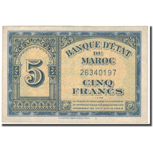 Banconote, Marocco, 5 Francs, 1943, 1943-08-01, KM:24, BB