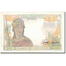 Nota, INDOCHINA FRANCESA, 5 Piastres, 1932, KM:53a, AU(55-58)