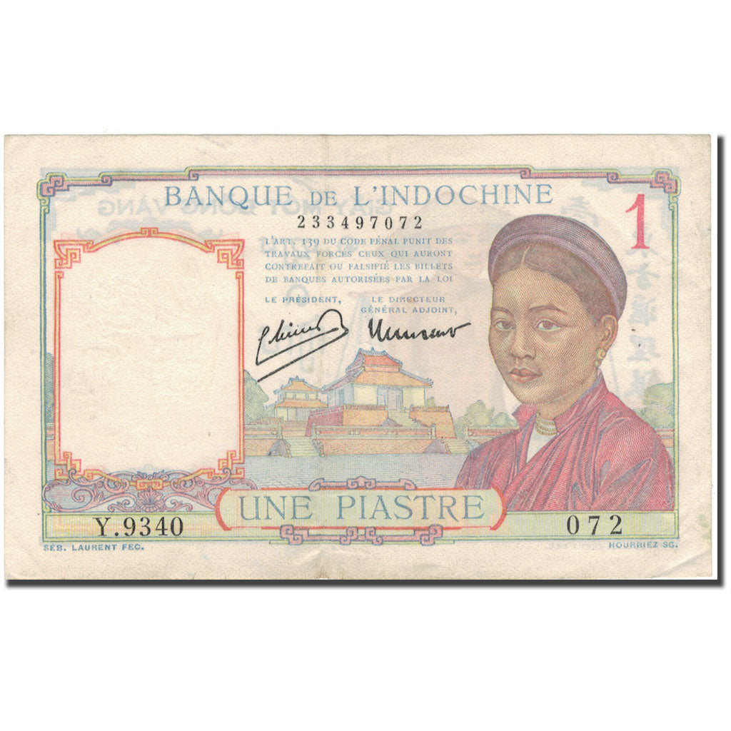 Banconote, INDOCINA FRANCESE, 1 Piastre, KM:52, BB