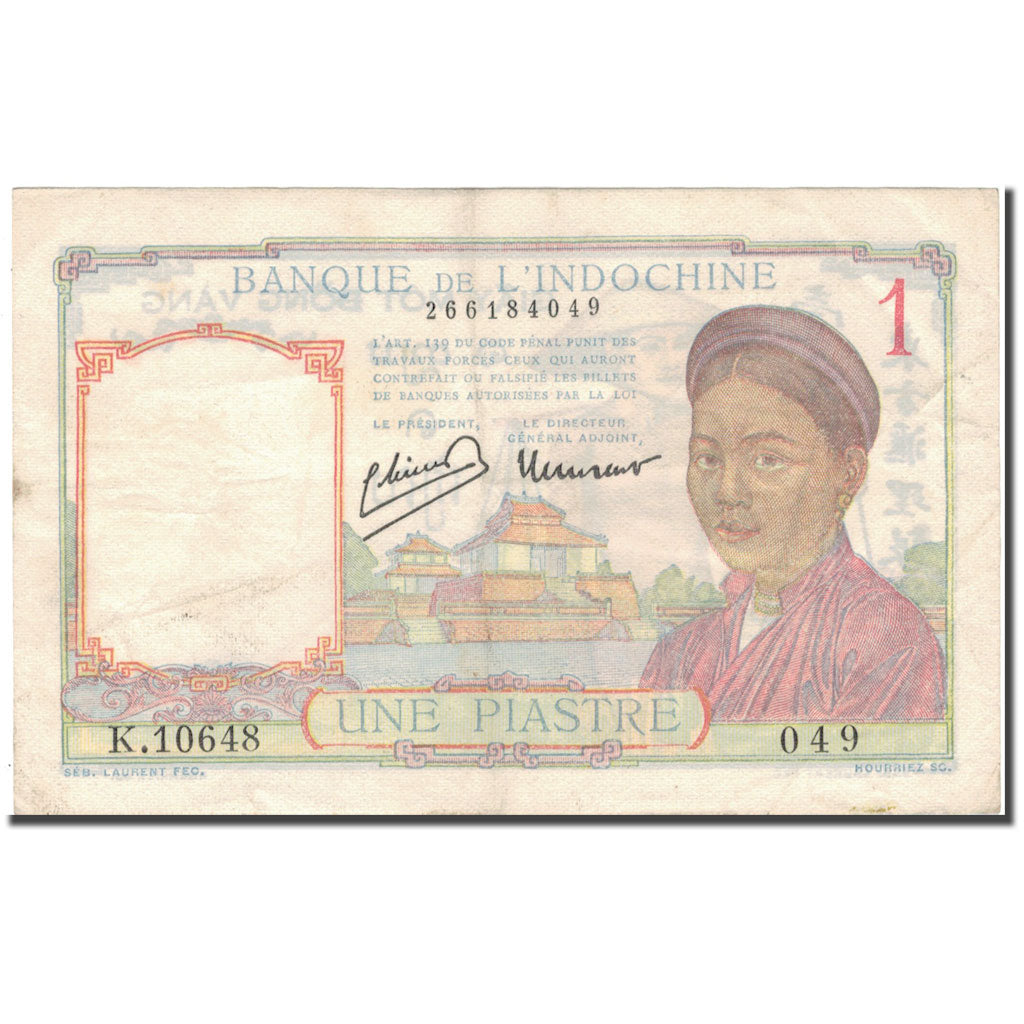 Banknote, FRENCH INDO-CHINA, 1 Piastre, KM:52, VF(30-35)
