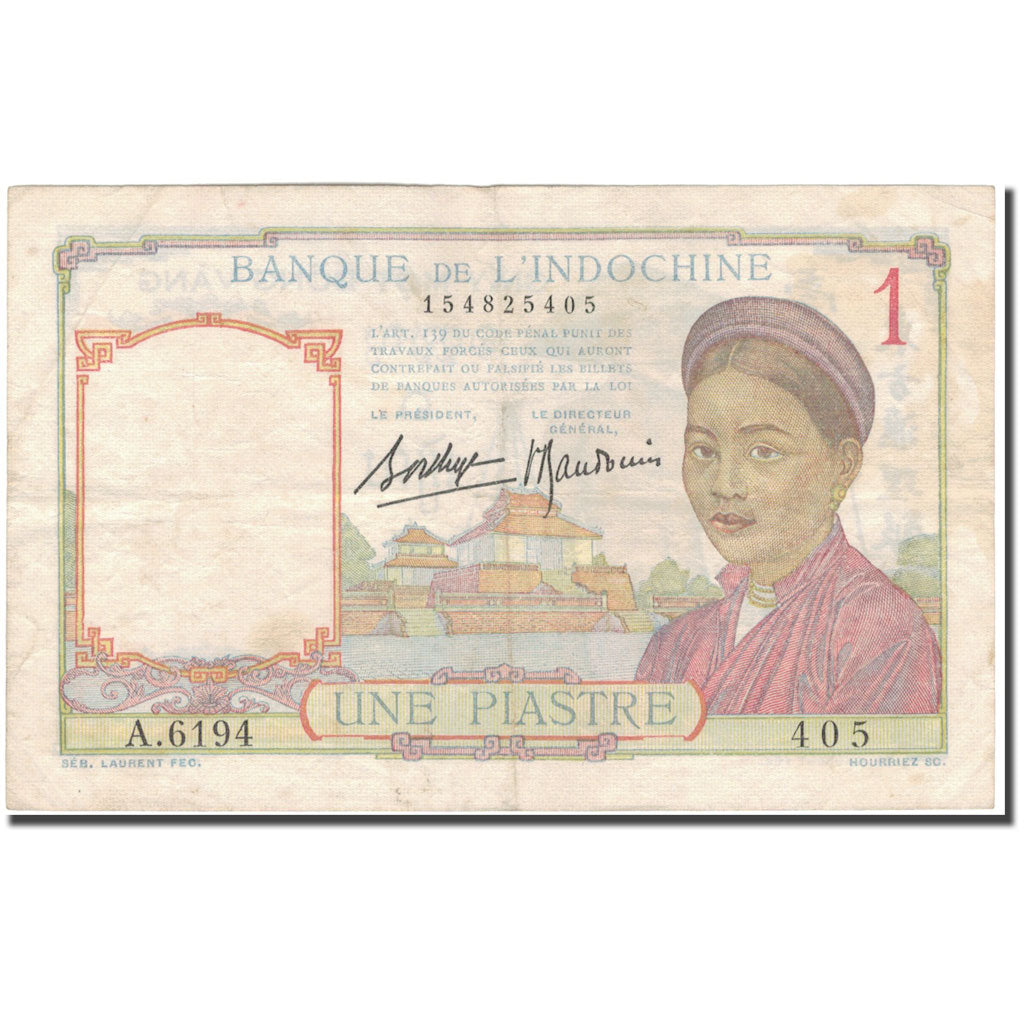 Banknote, FRENCH INDO-CHINA, 1 Piastre, KM:52, VF(30-35)