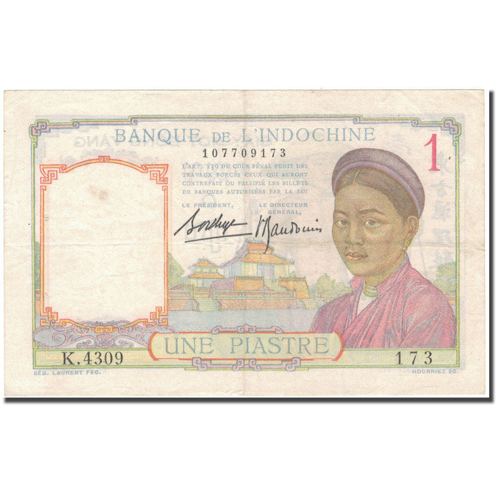 Banknote, FRENCH INDO-CHINA, 1 Piastre, KM:52, VF(30-35)