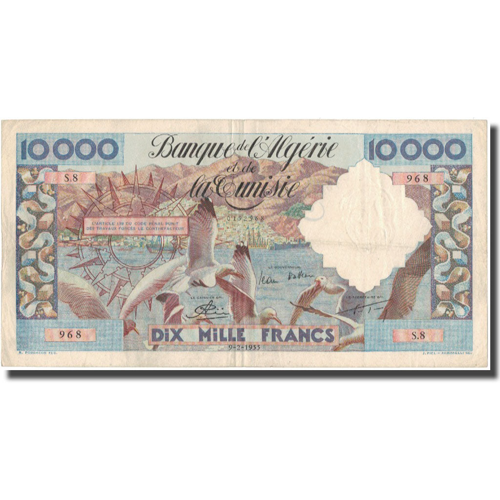Billet, Algeria, 10,000 Francs, 1955, 1955-02-09, KM:110, TTB