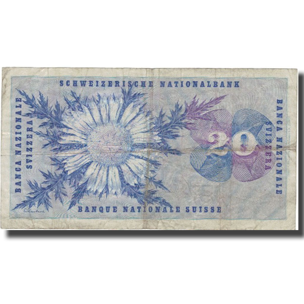 Banknote, Switzerland, 20 Franken, 1973, 1973-03-07, KM:46u, F(12-15)