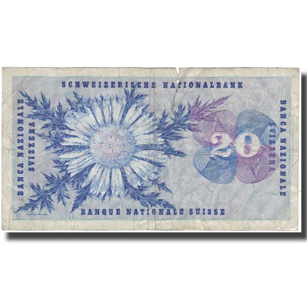 Banknote, Switzerland, 20 Franken, 1973, 1973-03-07, KM:46u, VG(8-10)