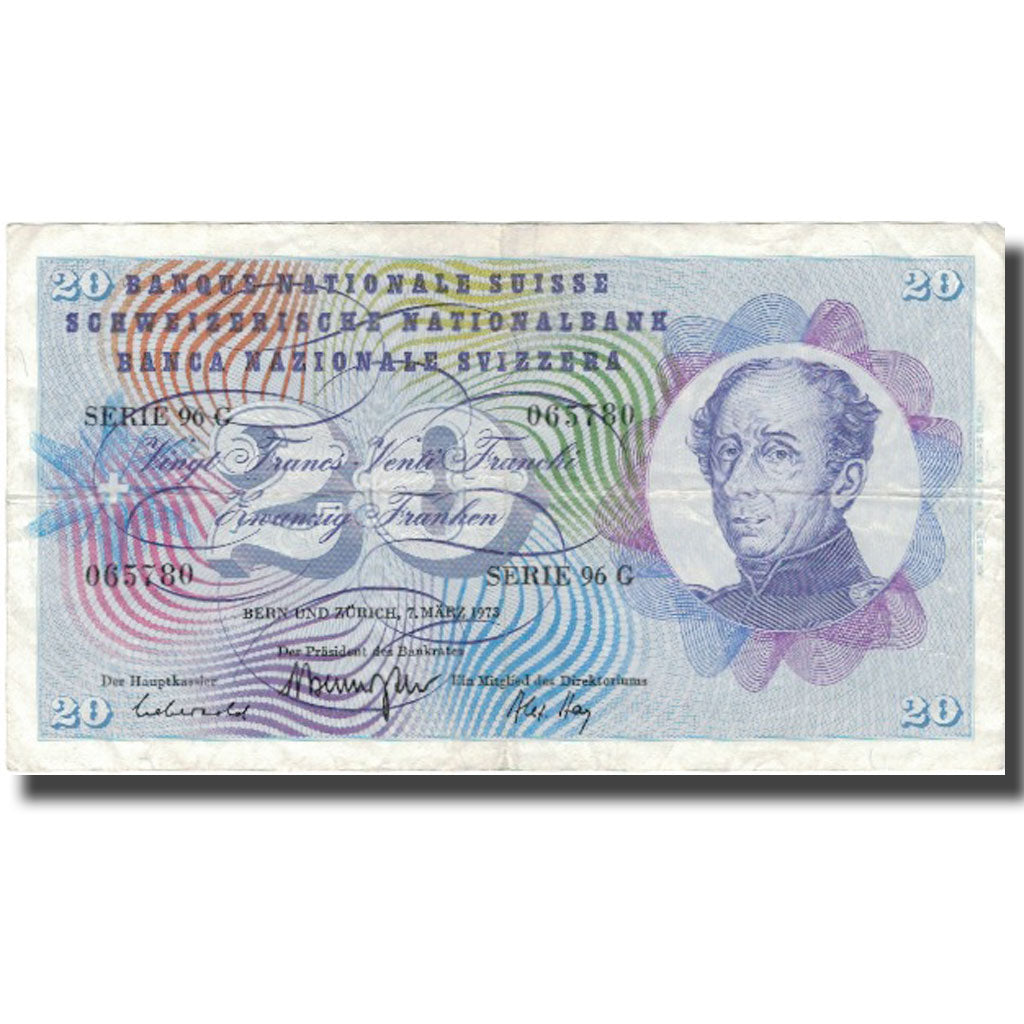 Nota, Suíça, 20 Franken, 1973, 1973-03-07, KM:46u, AU(50-53)
