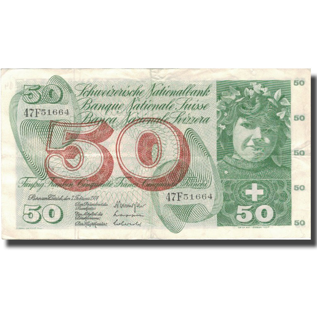 Billet, Suisse, 50 Franken, 1974, 1974-02-07, KM:48n, TTB